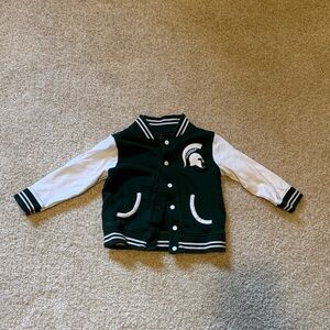 Michigan state spartan Green and White Varsity Jacket 18 months